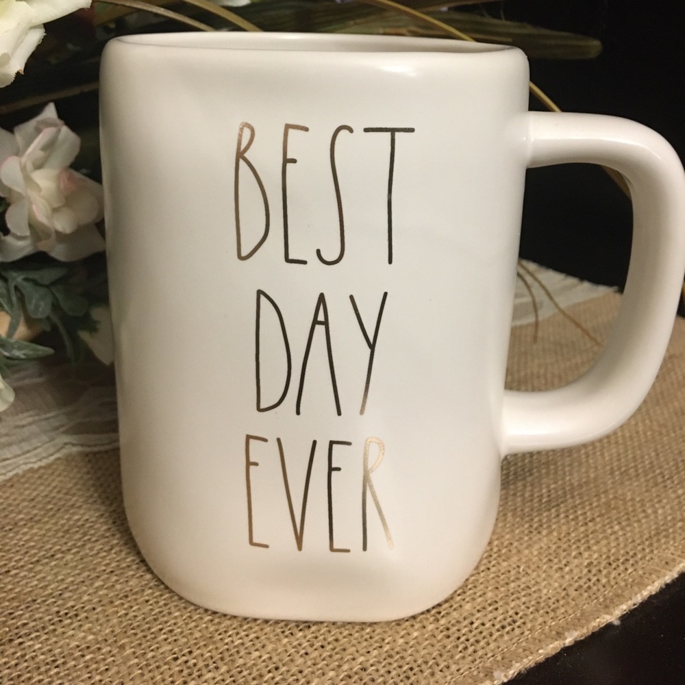 Rae Dunn Best Day Ever Mug - Gold Writing